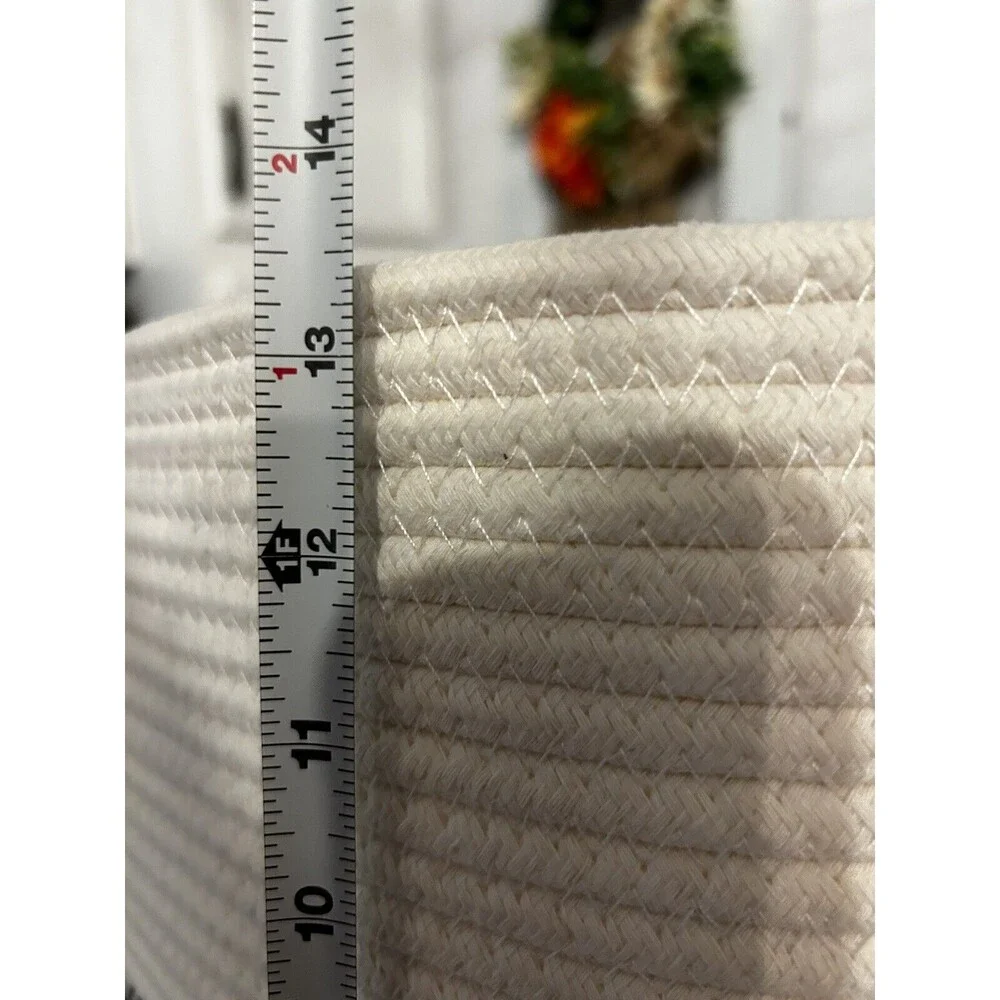 Woven Laundry Storage Basket ROKR Brand New With Handles Two Tone Black Cream